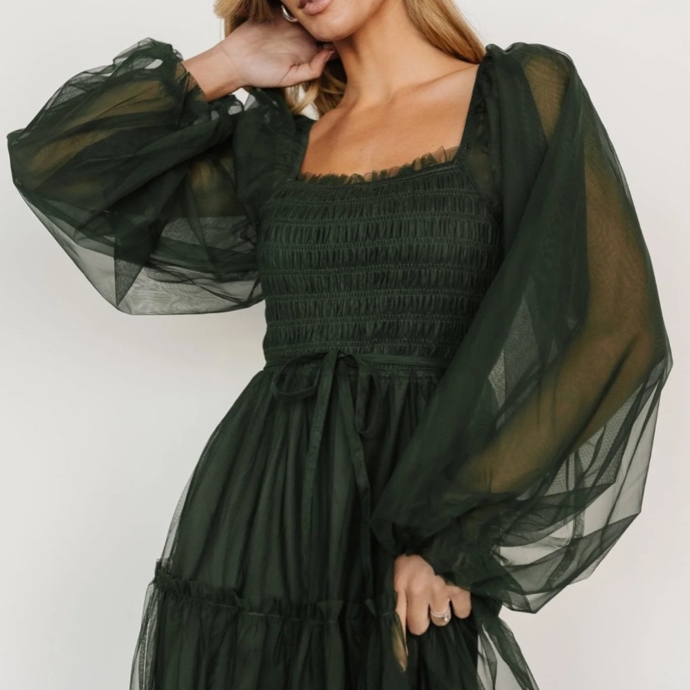 NWT green tulle maxi dress